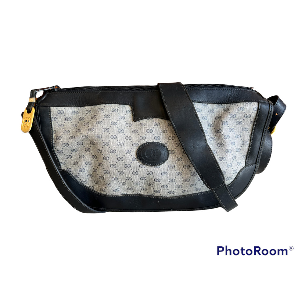 Vintage Gucci micro GG crescent crossbody navy blue